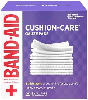 Band-Aid Brand Absorbent Cushion Care Sterile Square Gauze Pads for First Aid Protection of Minor Cut, Scrapes & Burns, Non-Adhesive, Wound Care Dressing Pads, Small, 2 in x 2 in, 3 Pack
