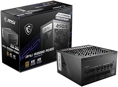 MSI MPG A1000G PCIE 5 & ATX 3.0 Gaming Power Supply - Full Modular - 80 Plus Gold Certified 1000W - 100% Japanese 105°C Capacitors - Compact Size - ATX PSU (Renewed)