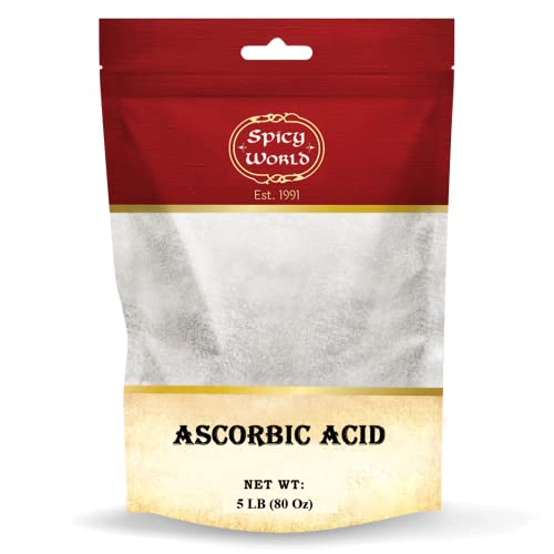 Spicy World Ascorbic Acid Vitamin C Powder 5 LB - Dietary Supplement, Pure VIT C Powder USP Bulk