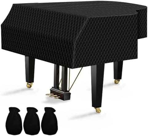 TINDTOP Thickened Grand Piano Cover, Thicken Cotton Lining Baby Piano Cover, Waterproof Washable Soft Bordered Decorated Full Triangle Piano Protective Cover (M - 70.87in/180cm)