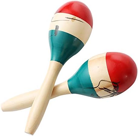 Maracas Large Colorful Wood Rumba Shakers Rattle Hand Percussion of Sand of the Hammer Great Musical Instrument with Salsa Rhythm For Party,Games. (Colorful)