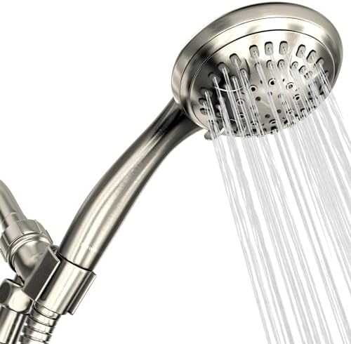 Luxury Spa Series, 6 Spray Settings 4.5 inch Hand Held Shower Head, Extra Long Stainless Steel Hose, MAXX-imize Your Shower with Showerhead in Brushed Nickel Finish