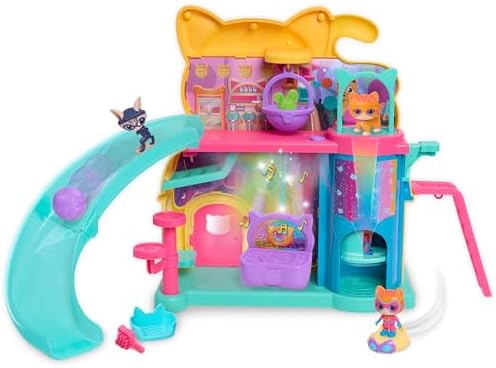 Just Play Disney Junior SuperKitties Purr ‘N’ Play Playset and Figures, 12-Pieces, Lights and Sounds, Kids Toys for Ages 3 Up