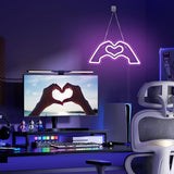 HMASYO Heart Hands Neon Sign Love Finger Neon Light, Pink Heart Neon Sign Light with Dimmer and USB, LED Wall Art for Music Lover Bedroom Game Room Bar Party Wedding Birthday Christmas Decor 15.7"