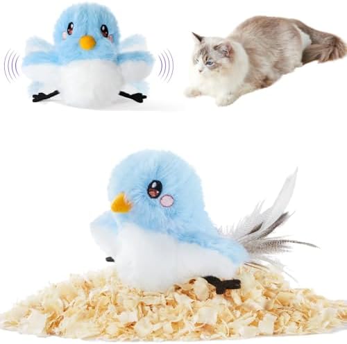 leafur Cat Toy Flapping Bird, Kitten Toys Touch Activated, Cat Enrichment Catnip Toys for Indoor Kitten (Mountain Bluebird Rechargeable)