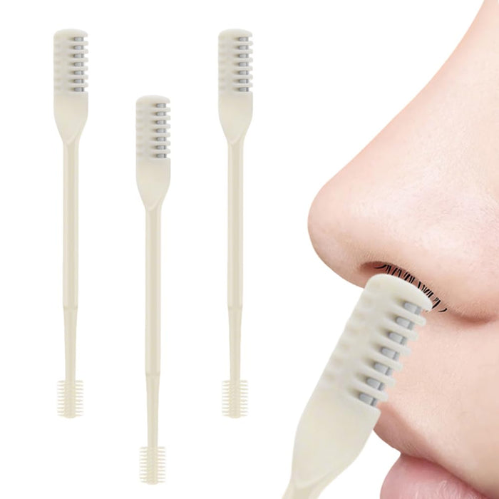 Nasal Hair Cutter, 2025 Upgraded Portable Manual Nasal Hair Trimmer for Women Men, Travel Essentials Nose Hair Remover Grooming Tool for Daily Use Halloween Christmas Gifts (White, 3 Pcs)