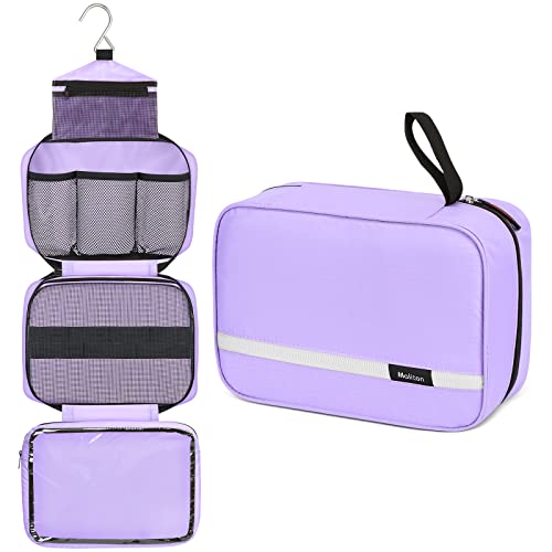 Maliton Travel Toiletry Bag for Women, Hanging Toiletry Bag with 4 Compartments, Portable and Waterproof Compact travel Bathroom Organizer,Ideal for Travel or Daily Life(Purple)