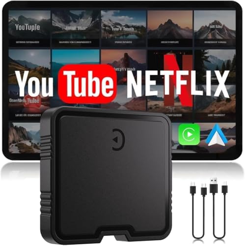 Wireless Carplay Adapter for iPhone with Netflix YouTube TF Card,2025 AI Box Carplay Adapter & Android Auto Dongle Easy to Setup,Video Box Convert Wried to CarPlay Stream to Your Car