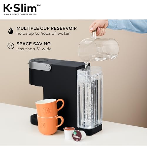 Keurig K-Slim Single Serve K-Cup Pod Coffee Maker, Multistream Technology, 3 Brew Sizes, Slim and Sleek Design, 46oz Removable Reservoir, Black