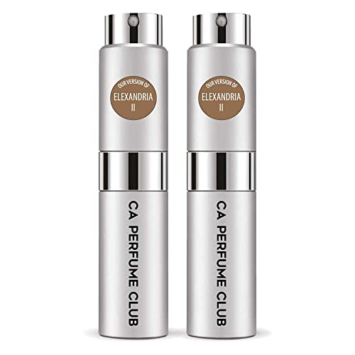 CA Perfume Impression of Alexandria II For Women & Men Replica Version Fragrance Dupes Concentrated Long Lasting Eau de Parfum Spray Refillable Atomizer Bottle 0.27 Fl Oz-X2