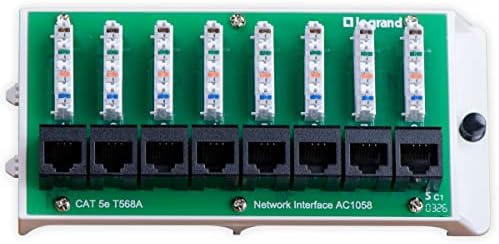 Legrand - OnQ Cat5e Network Interface Module, Wifi Module with 8 Ports, Network Box Provides Connectivity to Ethernet Connected Devices, Black, AC1058