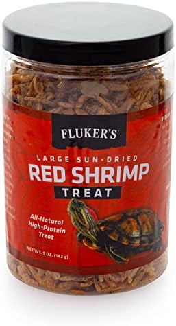 Fluker's All Natural Large Sun-Dried Red Shrimp, High Protein Treats, Aquatic Turtle Food, Great for Aquatic Frogs, Tegus, Monitors, and Tropical Fish, 5 oz