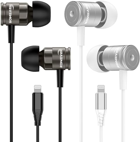 2 Pack Headphones Cord with Lightning Connector [MFi Certified], Wired EarBuds for iPhone Earphone with Built-in Microphone & Volume Control, Compatible with iPhone 14/13/12/11 Pro Max/Xs/XR/X/7/8Plus