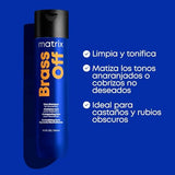 Matrix Brass Off Blue Color Depositing Shampoo Neutralizes Brassy Tones in Lightened or Color Treated Hair