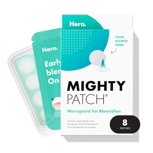Mighty Patch Micropoint™ for Blemishes from Hero Cosmetics - Hydrocolloid Acne Spot Treatment Patch for Early Stage Zits and Hidden Pimples, 395 Micropoints (8 Patches)