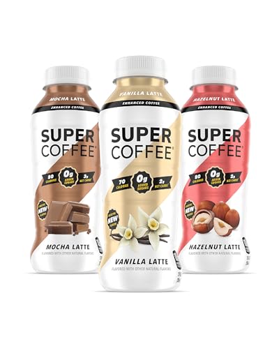 SUPER COFFEE, Keto Protein Coffee (0g Added Sugar, 10g Protein, 80 Calories) [Variety Pack] 12 Fl Oz, 12 Pack | Iced Smart Coffee Drinks