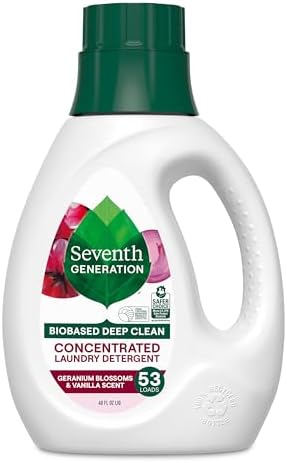 Seventh Generation Concentrated Laundry Detergent, Stain Fighting Formula, Geranium Blossom & Vanilla, 40 oz (53 Loads)