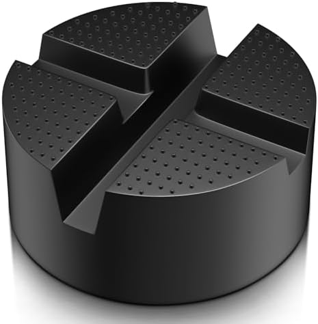 Upgraded Pinch Weld Jack Pad, Two Depths X-Grooves Floor Jack Pad, Easily Fit Different Cars, Thicker Sturdy and Grippy Floor Jack Rubber Pad to Protect You and Your Car, 3.9 x 3.9 x 1.8 in