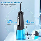 Cordless Water Dental Flosser Teeth Cleaner with Tips Case, INSMART Professional 300ML USB Rechargeable Oral Irrigator for Home and Travel, IPX7 Waterproof 4 Modes Irrigate (BlackBlue)