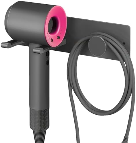 Self Adhesive Hair Dryer Holder Wall Mounted-Bathroom Hair Blow Dryer Rack Organizer Compatible with Supersonic Hair Dryers, Matte Black
