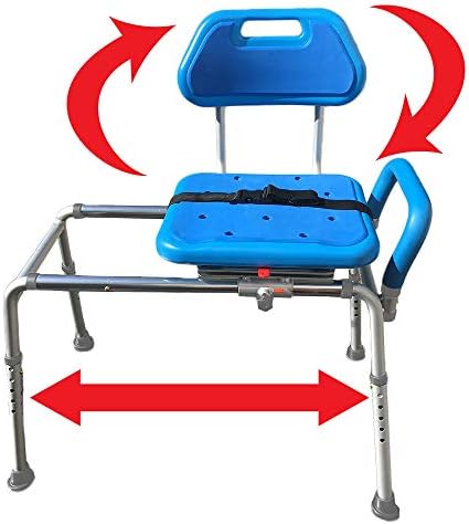 Platinum Health Gateway Premium Sliding Bath Transfer Bench with Swivel Seat-Padded (Blue)