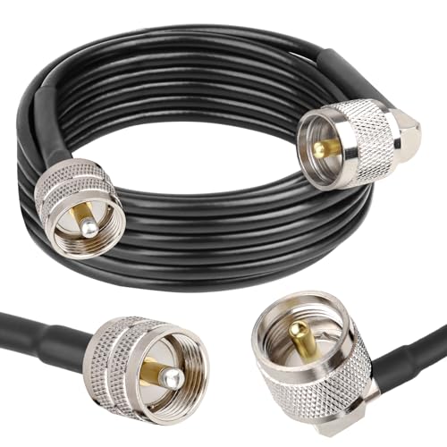 CB Coax Cable - 15FT RG58 UHF PL-259 Male to Male Right Angle Coaxial Cable Low Loss Cb Antenna Cable Jumper Cable for CB Radio, HAM Radio, Antenna Analyzer, SWR Meter