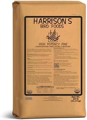 Harrison's Bird Foods High Potency Fine Certified Organic Non GMO Formula Bird Food 25lb