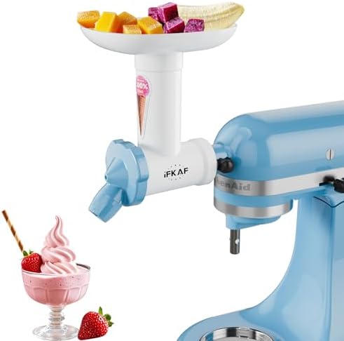 Dairy-Free Ice Cream Maker Attachment for KitchenAid, Natural Frozen Dessert Maker Attachment, Sorbet Gelato Maker, Frozen Yogurt Machine, Ice Cream Machines, Dishwasher Safe