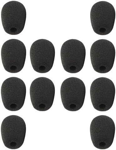 12 Pack Headset Microphone Windscreen Foam Cover Soft Comfortable and High-density Lapel Mic Covers Pop Filter Replacement Windshield for Headset Microphone