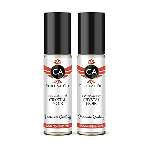 CA Perfume Impression of Crystal Noir For Women Replica Fragrance Body Oil Dupes Alcohol-Free Essential Aromatherapy Sample Travel Size Concentrated Long Lasting Attar Roll-On 0.3 Fl Oz-X2