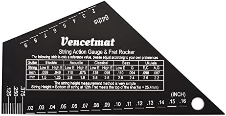 Guitar String Action Gauge, String Height Ruler, Guitar Fret Rocker, Fret Leveling Guide, Buzzing Fret Catcher, 1mm Thickness, Laser Etching, High Precision Graduations,Luthier Tools