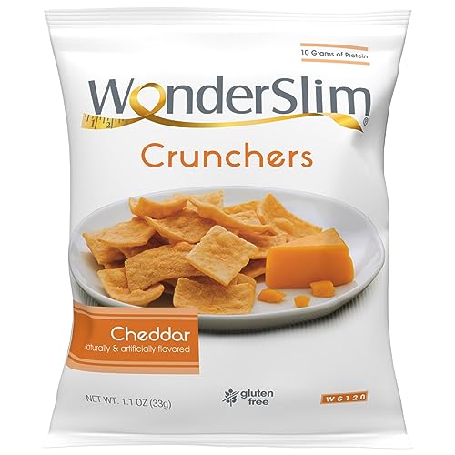 WonderSlim Protein Cracker Snack Chips, Cheddar, Low Fat & Gluten Free (10ct)