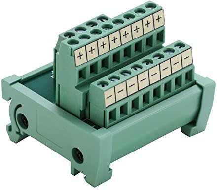2 in 8 Out Terminal Blocks Module, 25A DIN Rail and Panel Mounting Power Distribution Breakout Board for PLC Servo Power Amplifier