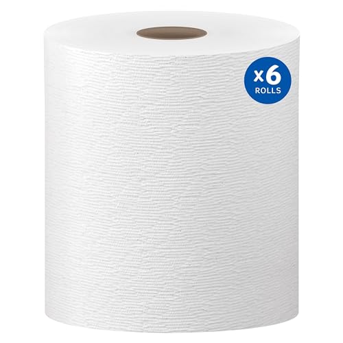 Kleenex Universal Hard Roll Paper Towels, Bulk (50606), 1.75' Core, Premium Absorbency Pockets, White (6 Rolls at 600' Each, 3,600'/Case)