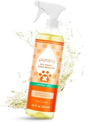 Puracy Pet Stain and Odor Remover - Enzyme Cleaner for Dog Urine and Poop Carpet - Pet Urine Enzyme Cleaner - Cat Pee Enzyme Cleaner for Cat Urine Enzyme Cleaner Destroyer - Cucumber & Mint, 25oz