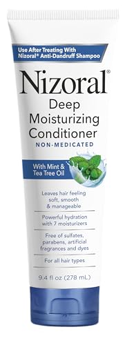 Nizoral Deep Moisturizing Conditioner with Mint & Tea Tree Oil for All Hair Types - Free of Sulfates, Parabens, Artificial Fragrances and Dyes, 9.4 oz
