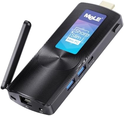 MeLE PCG02 Fanless Mini PC Stick with Windows 11 Home N4000 4GB/128GB Portable Micro Desktop Computer, BT4.2, 2.4G/5G Dual Band Wi-Fi, USB, Gigabit Ethernet on IoT, Industrial Light Tasks