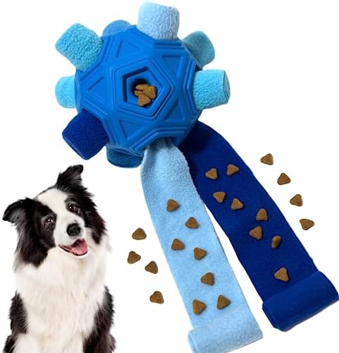 Snuffle Ball for Dog Toys Unbreakable Upgrade Ball Interactive Toy Foraging Snuffle Mat Puppy Treat Dispenser Slow Feeder Dog Puzzle Toys for Small, Medium, Large Pets (Blue)