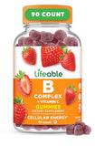 Lifeable Vitamin B Complex Gummies for Adults | with Vitamin C | Great Tasting Vitamin B Gummies | for Energy and Nerve System | Vegan B Complex Vitamins for Women, Men | 90 Gummies