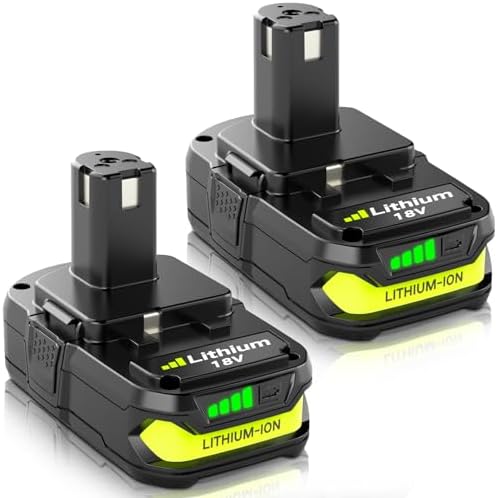 2-Pack P108 Replacement Battery Compatible with Ryobi 18V Battery P102 P103 P104 P105 P107 P108 P109 P190 P122 for 18 Volt Cordless Power Tools