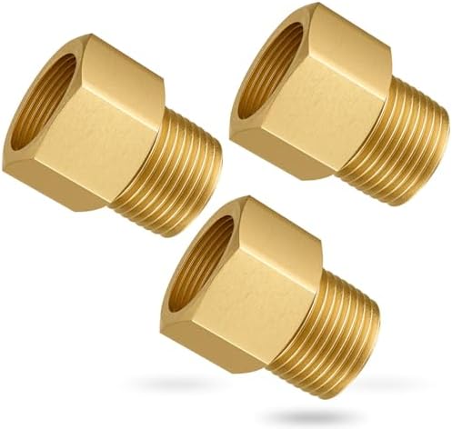 3PCS Brass Pipe Fitting, 1/2" Female x 1/2" Male NPT Thread Brass Hex, Adaptor 1200psi High Pressure