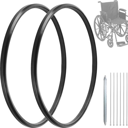 CALPALMY 2 Sets of Universal 24" x 1" Flat-Free Polyurethane Rear Wheel Replacement Tires for Manual Wheelchairs – Durable and Reliable Wheelchair Tire Replacement