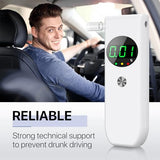 Breathalyzer, Professional-Grade Accurate Alcohol Breathalyzer Tester with LCD Digital Display and 10 Mouthpieces, Portable Alcohol Tester for Home and Party Use (White)