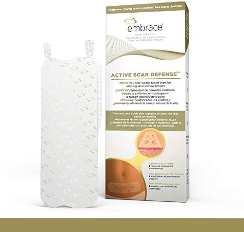 Embrace Active Scar Defense for New Tummy Tuck Scars, FDA-Cleared Extra-Large Silicone Scar Sheets, 30 Day Supply