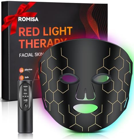 Red Light Therapy Mask for Face, 8-1 Colors Light Facial Skin Care Mask, Red Light Therapy Mask At Home, 660nm&850nm Infrared Light Therapy Device Mask With Timer Remote Control, Relife, Active