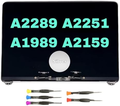 Replacement Screen for MacBook Pro A2289 A2251 A1989 A2159 EMC3358 3214 3348 3456 3301 Retina LCD MV96 97 98 99 9A MR9V MR9Q 9R 9T 9U Full LCD Display Complete Top Assembly Grey/Silver (Silver)