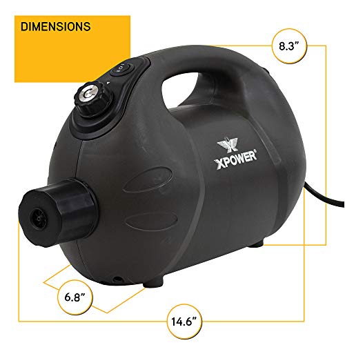 XPOWER F-16 ULV Cold Fogger, Mist Blower, and Sprayer for Cleaning, Disinfecting, Pest Control, Odor Elimination, and Mold Removal, 30+ Ft. Spray Distance, 1.6 L Tank Capacity, 2 Speeds