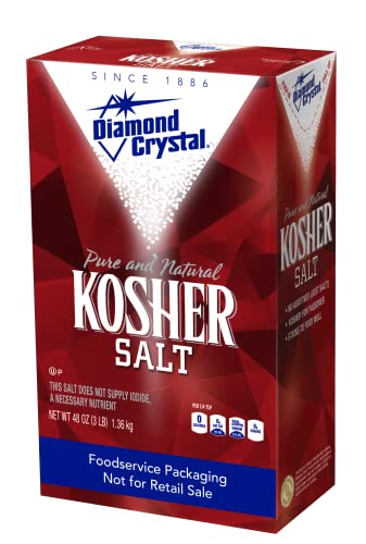Diamond Crystal Kosher Salt – Full Flavor, No Additives and Less Sodium - Pure and Natural Since 1886 (Restuarant Pack) - 3 Pound Box