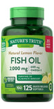 Omega 3 Fish Oil 2000 mg | 125 Liquid Softgels | Burpless, Lemon Flavor Pills | Non-GMO, Gluten Free Supplement | by Nature's Truth