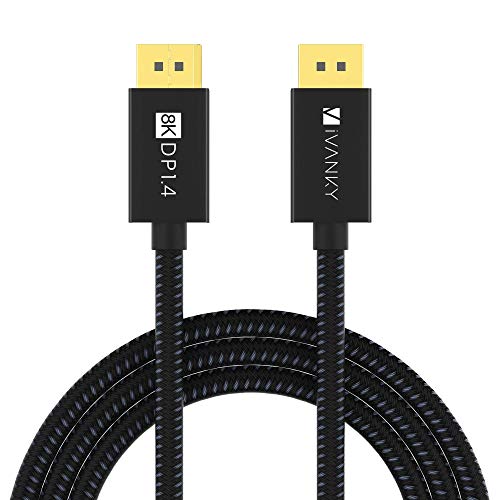 IVANKY DisplayPort Cable 1.4, 8K DP Cable 15ft [8K@60Hz, 4K@144Hz, 1080P@240Hz], Support HBR3, 32.4Gbps, HDCP 2.2, HDR, Compatible for Gaming Monitor, TV, PC, Laptop and More